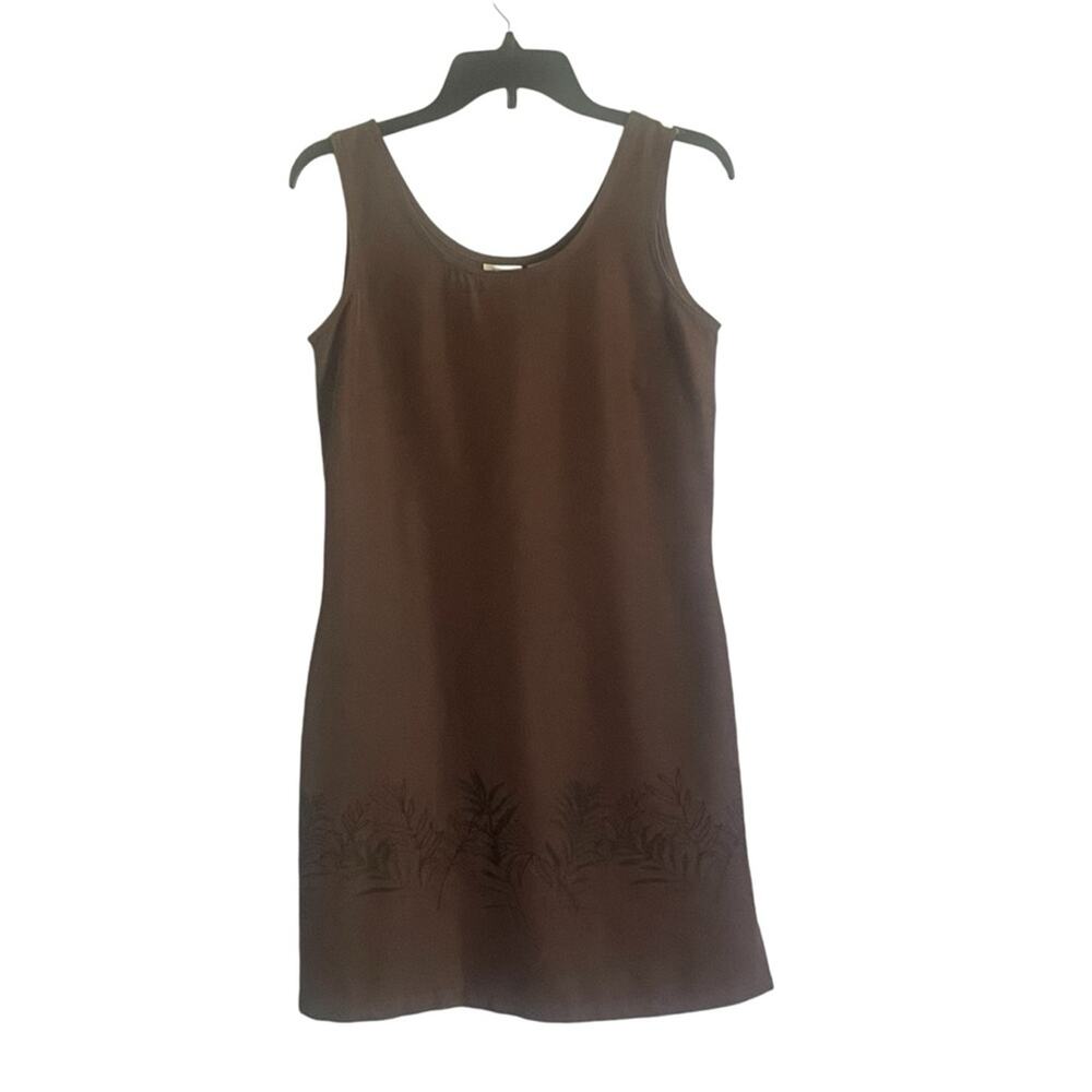 Vintage tank women’s modal mini shift dress in brown Size S fall floral neutral